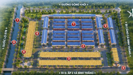 Mặt bằng tổng thể Phố Chợ Bình Đại với 9 khu chức năng